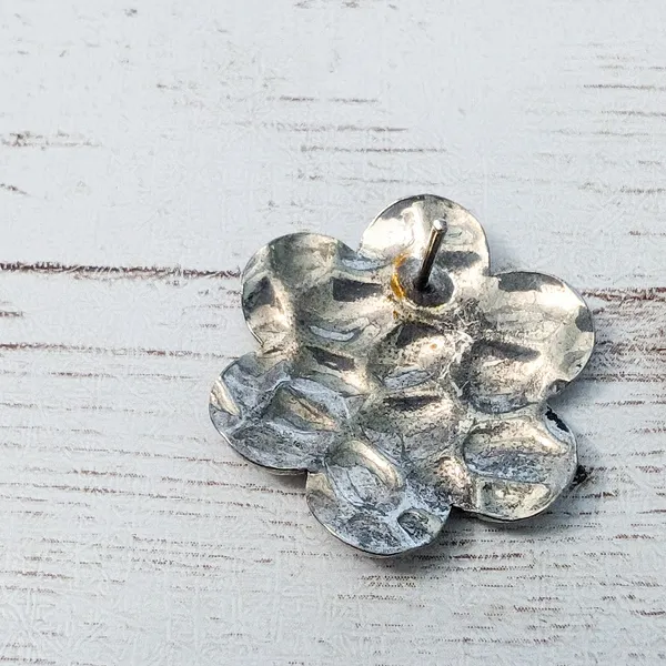Vintage Earrings For Pierced Ears - Large Silver Tone - Tarnished - Image 7