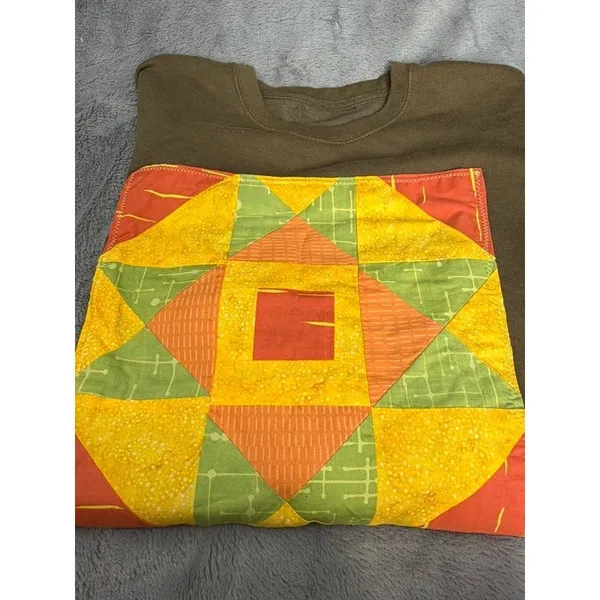 Cottagecore Quilt Block Applique Sweatshirt Geometric Star Patchwork read Size undefined - Image 8