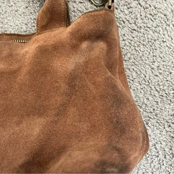 Urban Outfitters Purse Small Suede Leather Cross Body and Top Handles Zip Close - Image 4