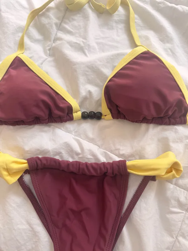 Yellow and brown bikini set Size XS - Image 2