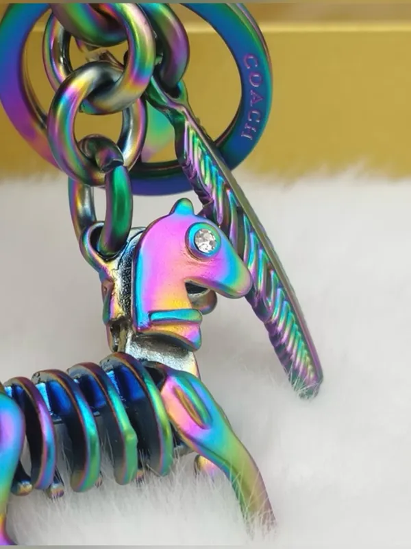 Coach, 3D, oil slick, Iridescent Unicorn, Keychain/fob RARE! - Image 8
