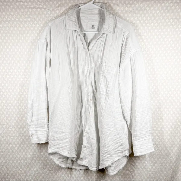 Aerie White Muslin Cotton Pool To Party Button‎ Down Top - Image 2