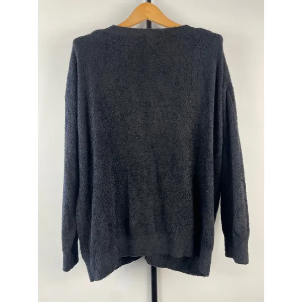 Barefoot Dreams CozyChic Lite Cardigan Black Carbon V-Neck Sweater BDWCL22246 XL - Image 7