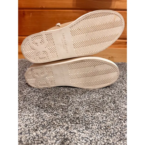 Sam Edelman Wess Cozy Suede Faux Shearling Sneakers Sesame Tan Beige 8.5M - Image 7