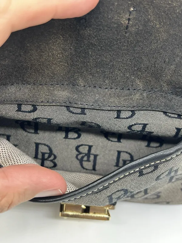 Dooney & Bourke Satchel Bag Womens Medium Gray Logo Canvas Leather Zip Purse - Image 8