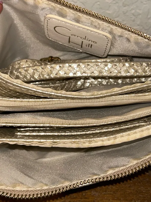 Caroline Hill Metallic Snake Skin Print 3 Zip Wristlet Crossbody Purse Bag Size OS - Image 3