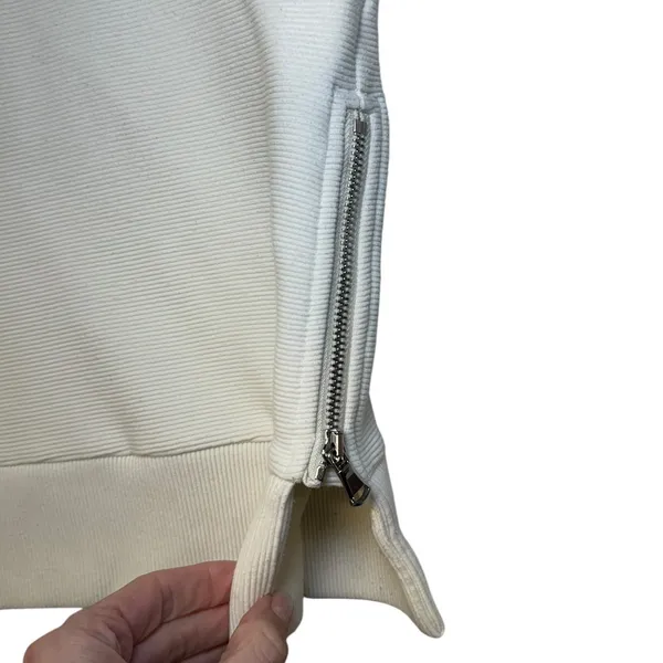 Varley Horton Side Zip Active Sweatshirt Oversized XS Ivory Cream Ribbed Flawed‎ - Image 8