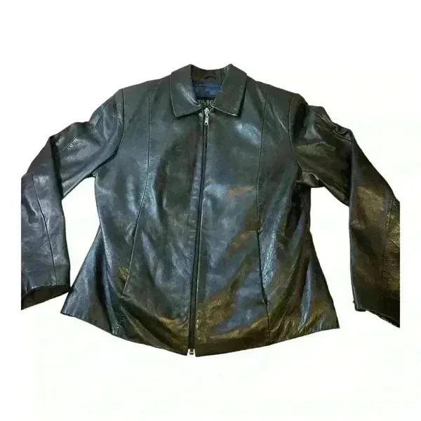 Wilsons Leather Pelle Studio Jacket Women Size Medium Full Zip Black Solid - Image 2