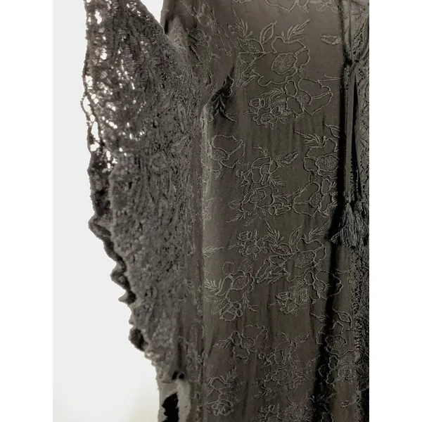 Altar'd State Black Embroidered Boho Tunic Medium Bell Sleeve Lace Top Festival - Image 4