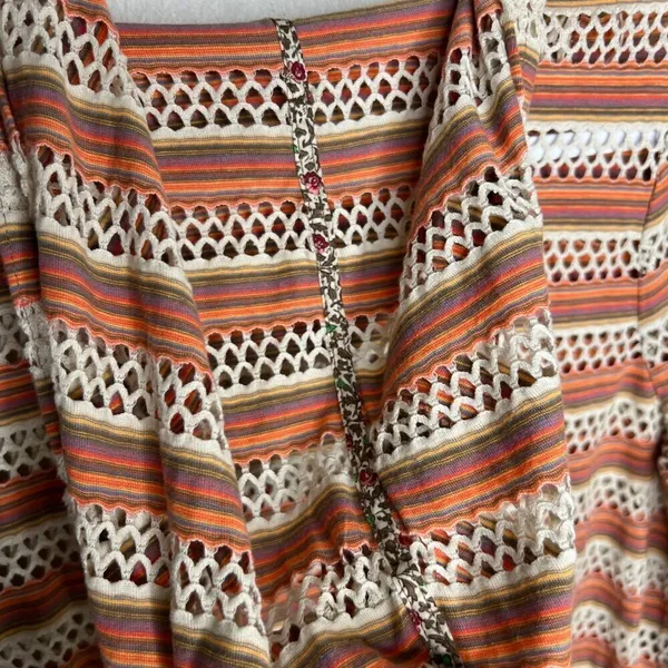 We The‎ Free Women's Striped Crochet V-Neck Top Festival Size S - Image 5