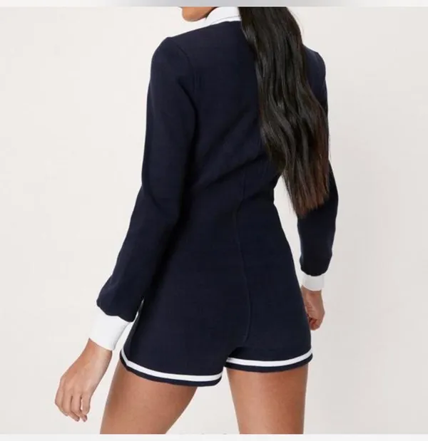 Nasty Gal Navy and White Polo Romper - Image 5
