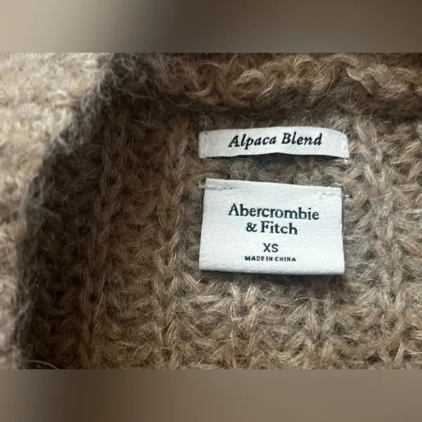 Abercrombie & Fitch Sweater Beige Tan Alpaca Blend Crop Cable Knit Sz Xs - Image 8