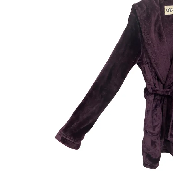 UGG Womens Purple Plush Hooded Robe Soft Fleece Belted Bathrobe Small - Image 9