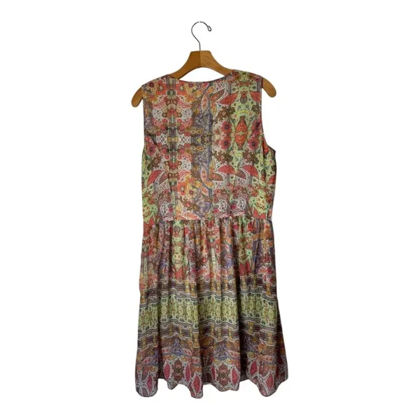 Brooks‎ Brothers Red Fleece Dress Women 12 Multicolor Floral Mini Preppy Boho - Image 2