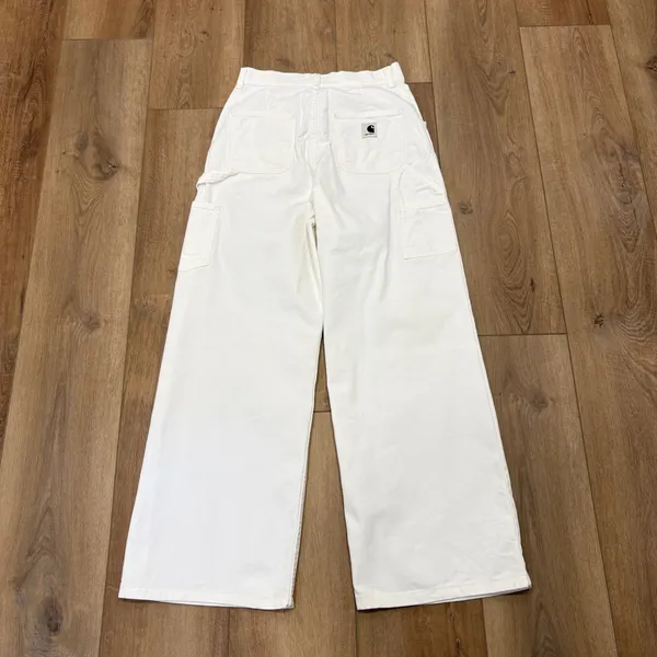🌟Carhartt🌟 Wip Wide Leg Cotton Stretch Carpenter Pant White Sz 26 - Image 7