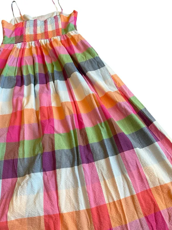 Kate Spade For Target Colorful Plaid Dress A-Line Spaghetti Strap Size Small - Image 11
