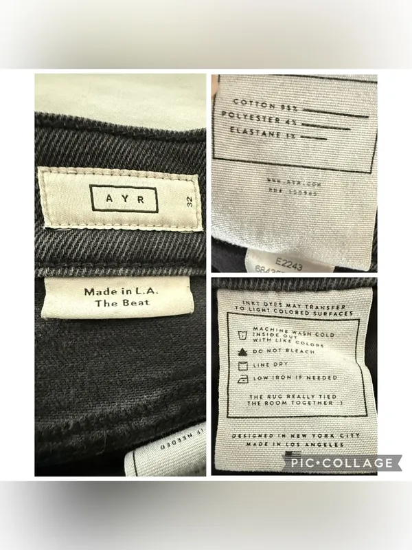 AYR The Beat Cotton High Rise Barrel Leg Ankle Crop Jean Washed Black Size 32 - Image 10