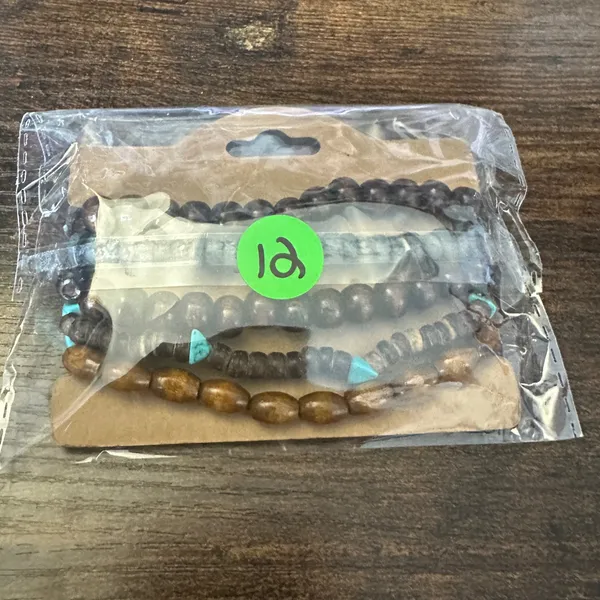 Turquoise Accent Brown Beaded Women's Bracelet Set - Image 4