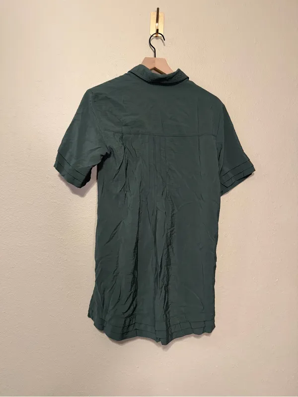 Anthropologie Pilcro Olive Green Short Sleeve Pintuck Tunic Shirt Dress Size Sm - Image 8