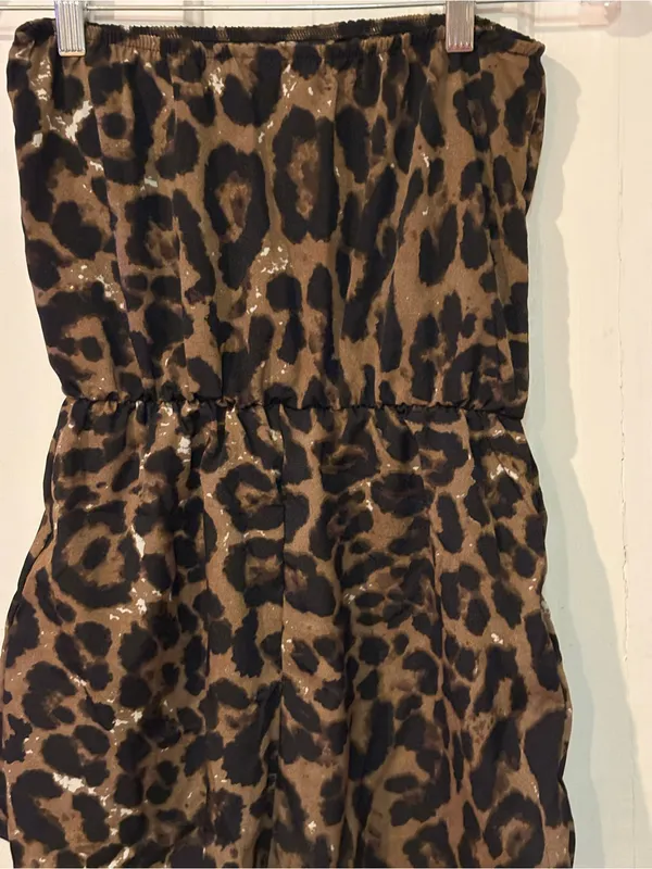 Leopard Print Strapless Women’s Shorts Romper - Image 2