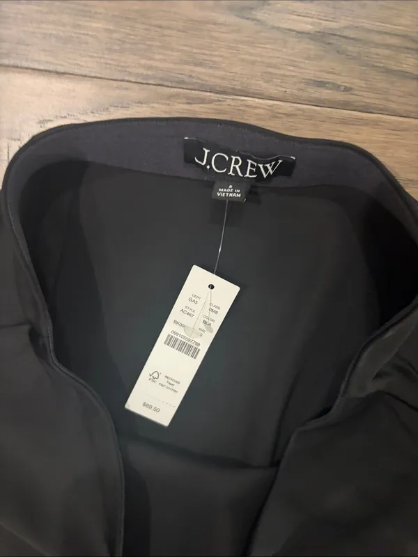 New With Tags JCrew Black Satin Midi Slip Skirt Sz S - Image 2