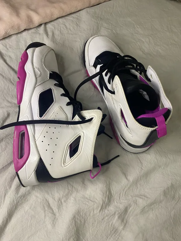 Nike Air Jordan Flight Club 91 Sneakers White Fuchsia Pink Girls Size 6Y - Image 5
