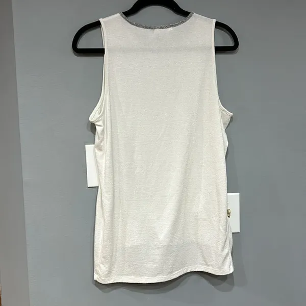 rag & bone White Sleeveless Tank Top Embellished Neckline Hi Lo Hem‎ XS - Image 7