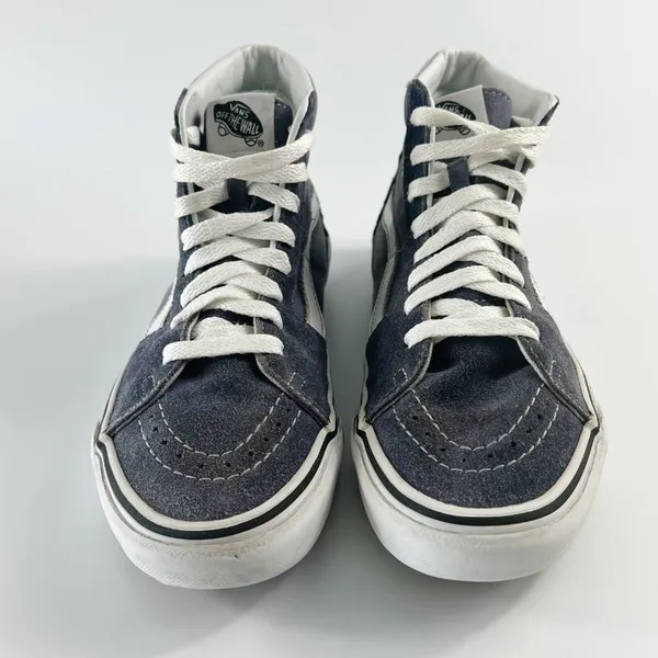 Vans Old Skool Sk8-Hi Canvas Suede High Skate Sneakers Shoes Blue Grey Women 7 - Image 3