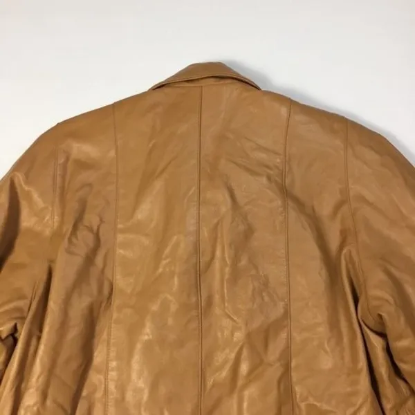 Damselle Nordstrom‎ Drawstring Waist Leather Jacket Tan Size M - Image 9