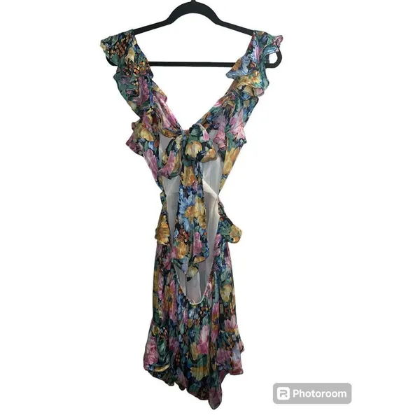 ✨Luxxel Britney Tropical Floral Print Ruffle Sz Large Romper✨ - Image 4