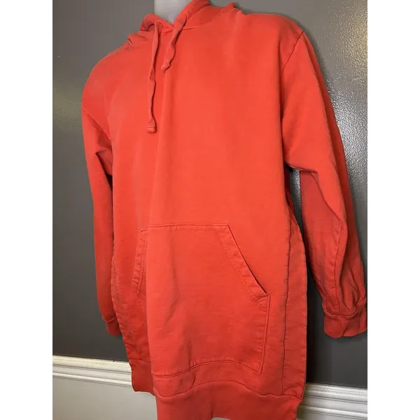 FP Movement Hoodie Tunic Womens M/L Orange Terry Side Slit Kangaroo Pocket - Image 4
