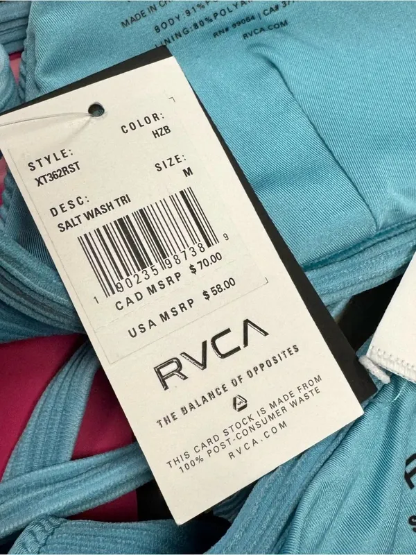 NEW RVCA Blue Two Piece Bikini Women’s Small/Medium - Image 3