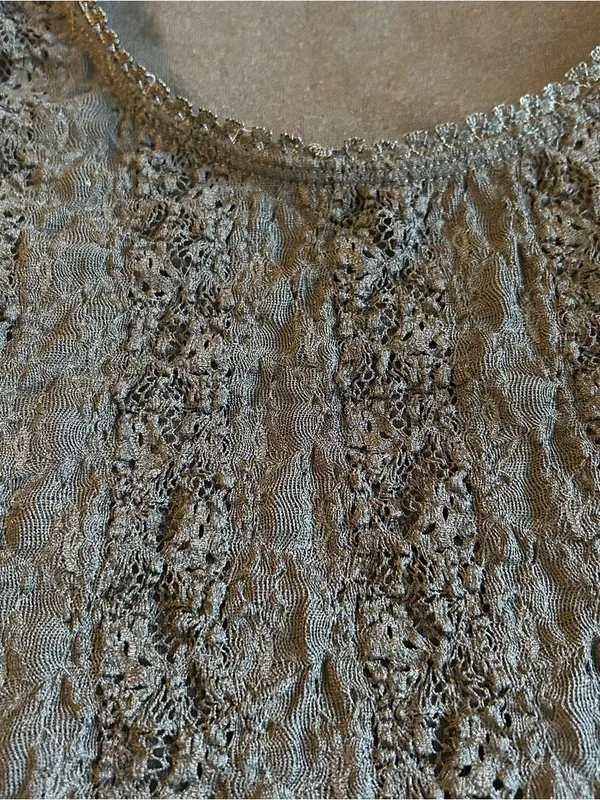 Biyaycda vintage dead stock black lace short sleeve top lined career size M - Image 6