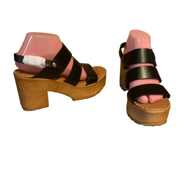 Musse And Cloud Black Leather "Frisa" Platform Sandals (10) - Image 5