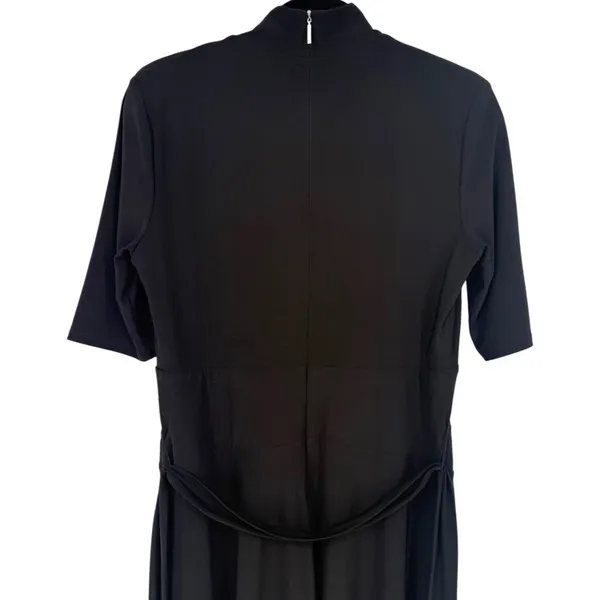 Lauren Ralph Lauren Black Mock Neck Belted Classic Fit &‎ Flare Midi Dress Sz 10 - Image 8