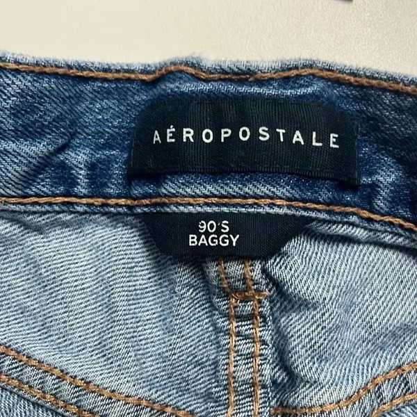 90s baggy jeans size 0 distressed multi button fly retro‎ style blue jeans teen - Image 9