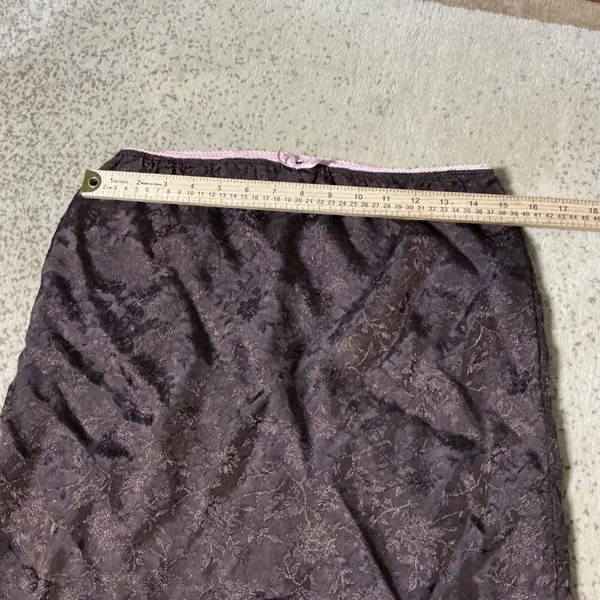 Urban Outfitters Floral Jacquard Midi Skirt Womens S Brown Lace Trim Coquette - Image 3