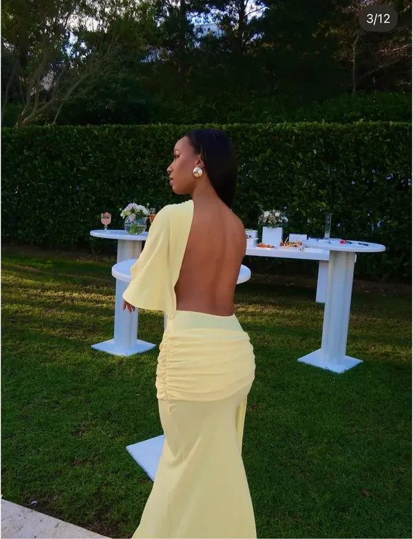 Zara Elegant Butter Yellow Gown - Floor-Length Formal Dress - Image 3