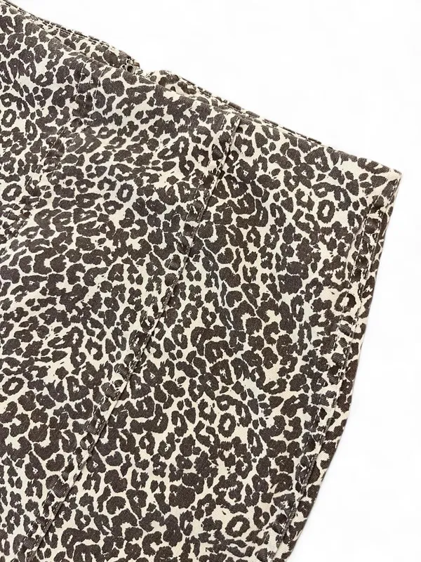 Free People Denim Leopard/Cheetah  Print Mini Skirt - Image 4