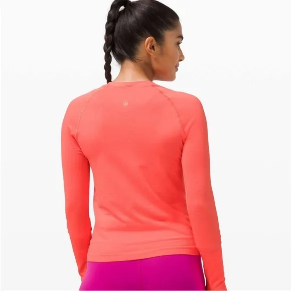 Lululemon Swiftly Tech Long Sleeve Shirt 2.0 Race Length neon orange 6 - Image 2