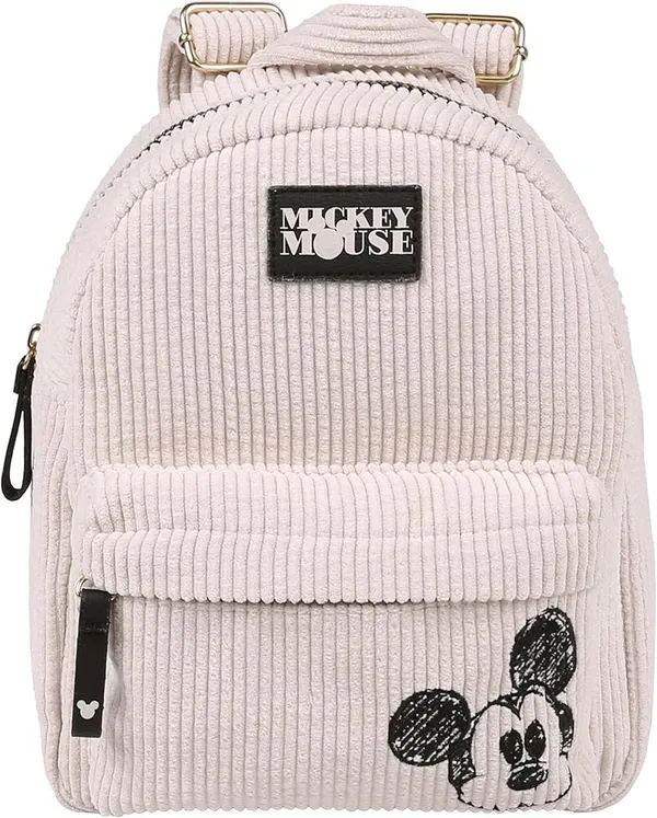 Disney Mickey Mouse Backpack, Beige, Corduroy, mini 24x20x9.5cm, Beige, One Siz - Image 3
