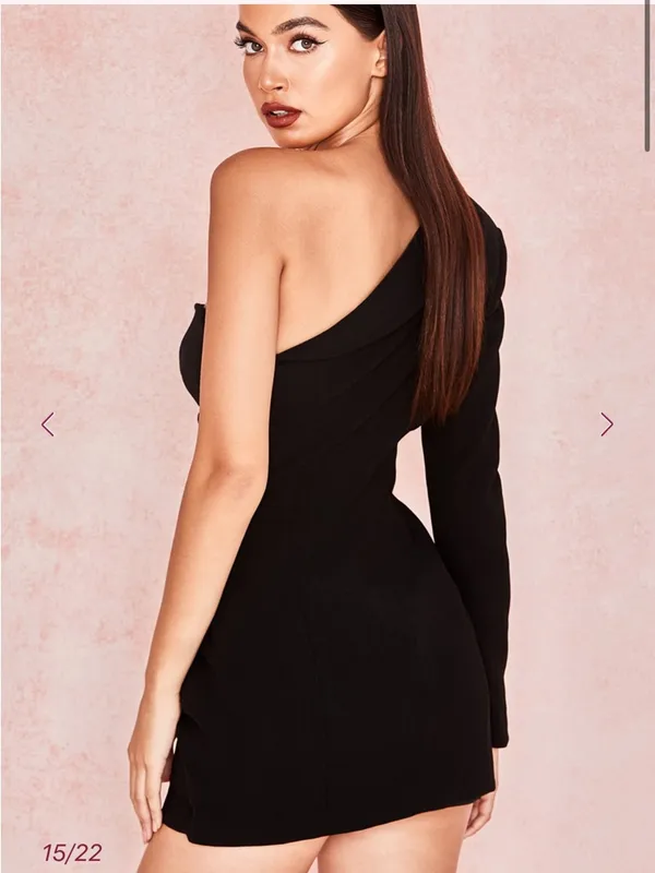 House of CB FEBE Black Crepe One Sleeved Tuxedo Dress - Image 5