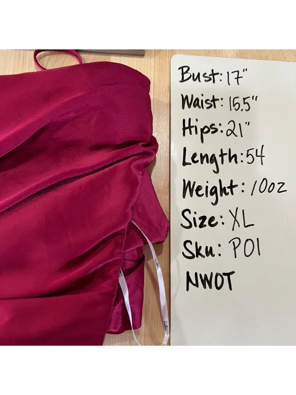 Lulus One Shoulder Asymmetric Satin Cocktail Party Midi Dress Red Size XL NWOT - Image 10