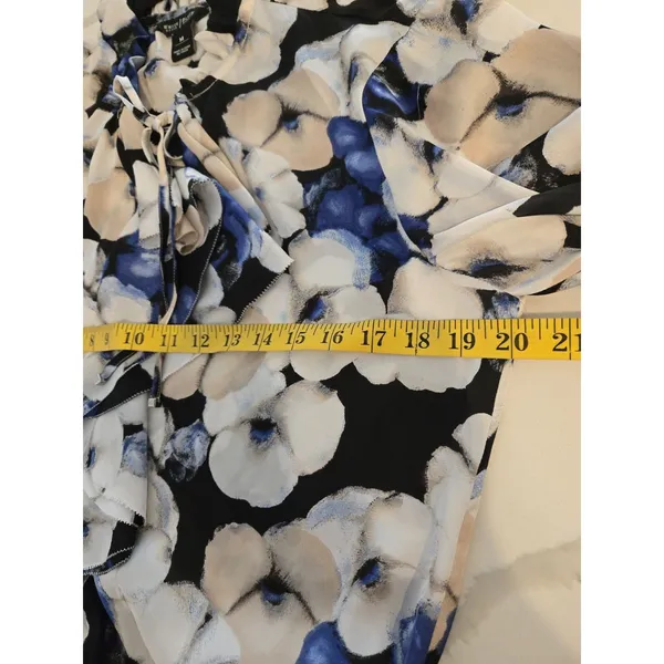White House Black Market Floral Tie Neck Ruffle Chiffon Blouse Top Women Size M - Image 10