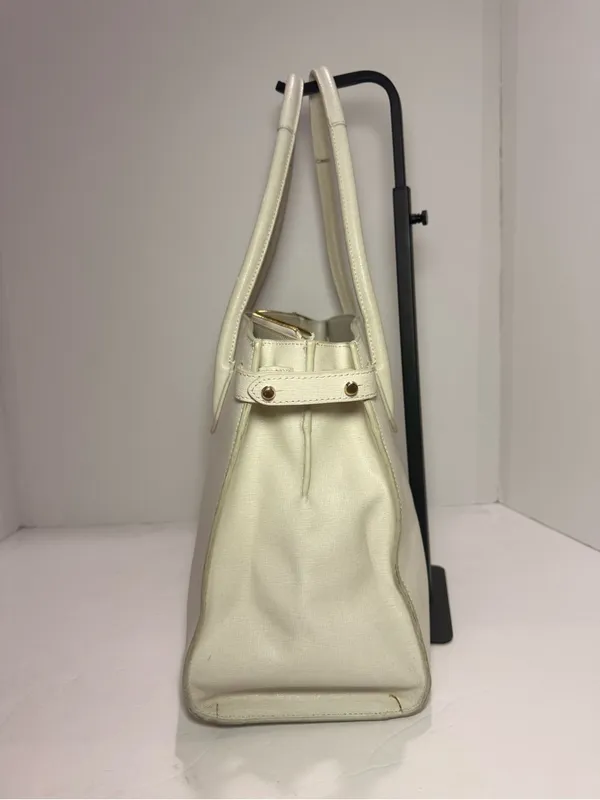 Furla Ivory Saffiano Leather Structured Tote Bag - Image 8
