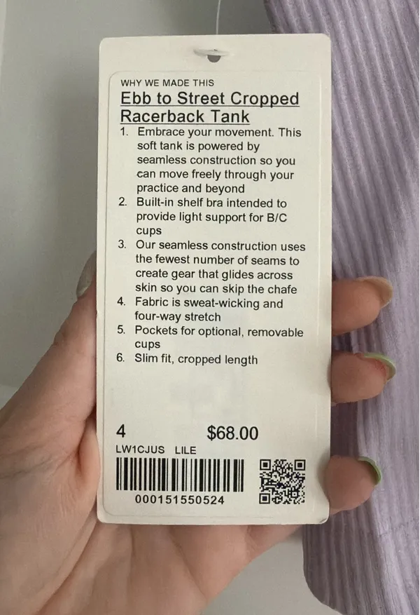 Lululemon Size 4 Ebb to Street Cropped Racerback Tank Top - Image 5