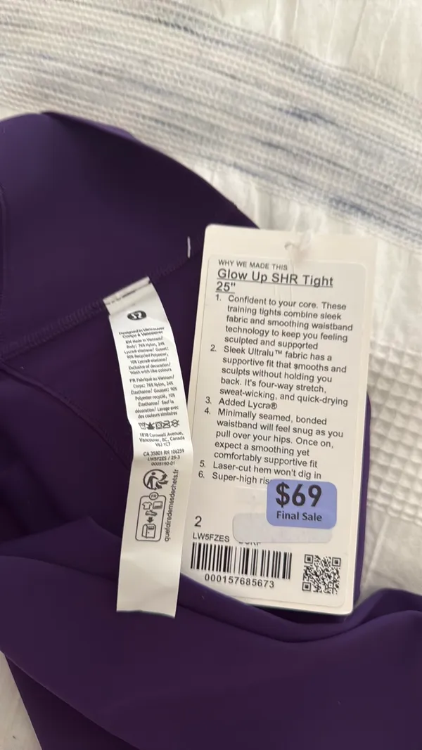 NWT Lululemon Glow Up SHR Tight 25” Leggings | Size 2 | Deep Luxe Purple - Image 7