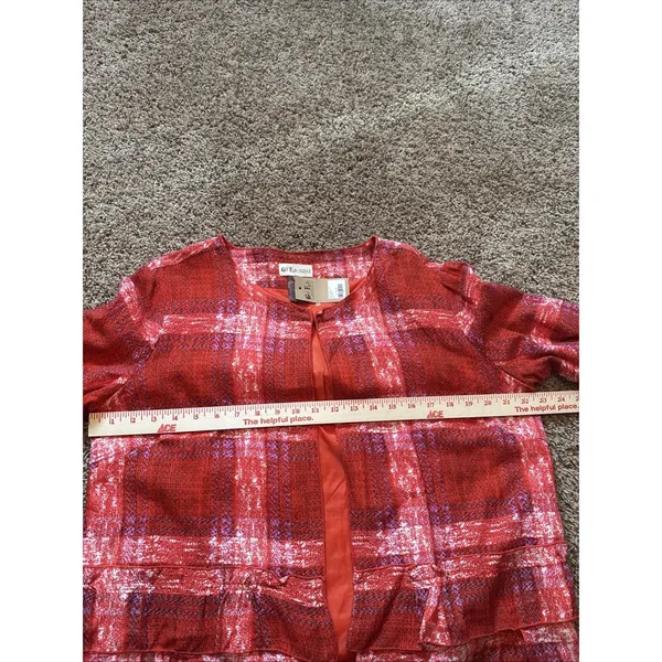 Go Fish Clothing & Jewelry Co. Red & Pink Plaid Jacket‎ Large NWT Coastal - Image 6