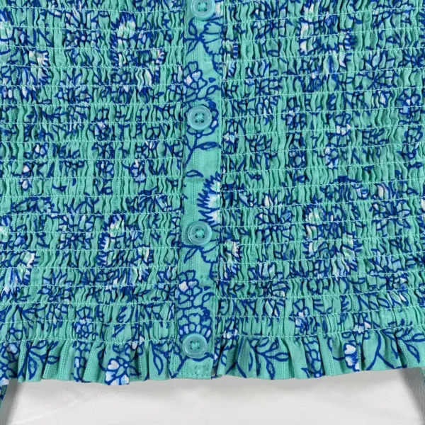 Roller Rabbit‎ Target Mint Green Floral Smocked Cami Top Adjustable Straps Large - Image 3