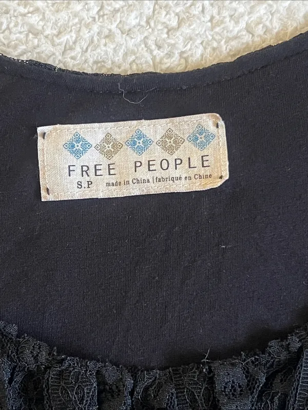 Free People Black Lace Tiered Dress Romantic Goth‎ Whimsigoth S - Image 4